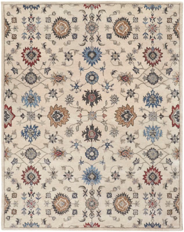 Rylan Transitional Floral & Botanical, Ivory/Blue/Tan