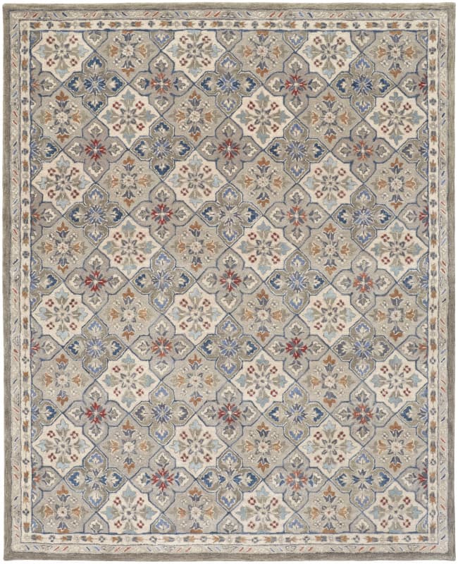 Rylan Transitional Floral & Botanical, Taupe/Ivory/Red
