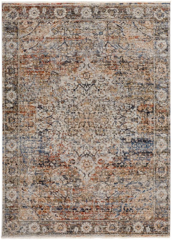 Kaia Transitional Medallion, Tan/Orange/Blue