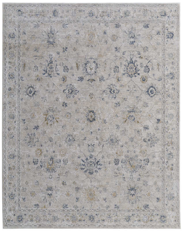 Pasha Transitional Floral & Botanical, Ivory/Taupe/Blue