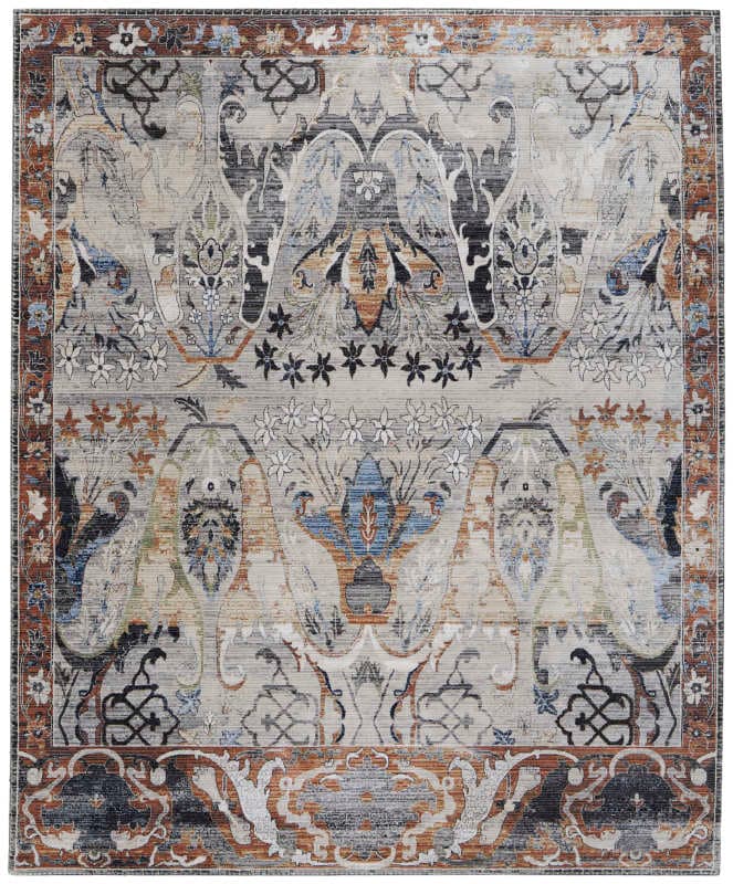 Melrose Transitional Ikat, Ivory/Red/Grey