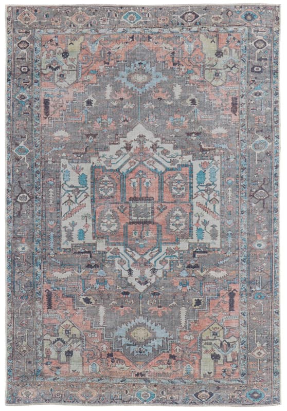 Percy Transitional Medallion, Taupe/Red/Brown