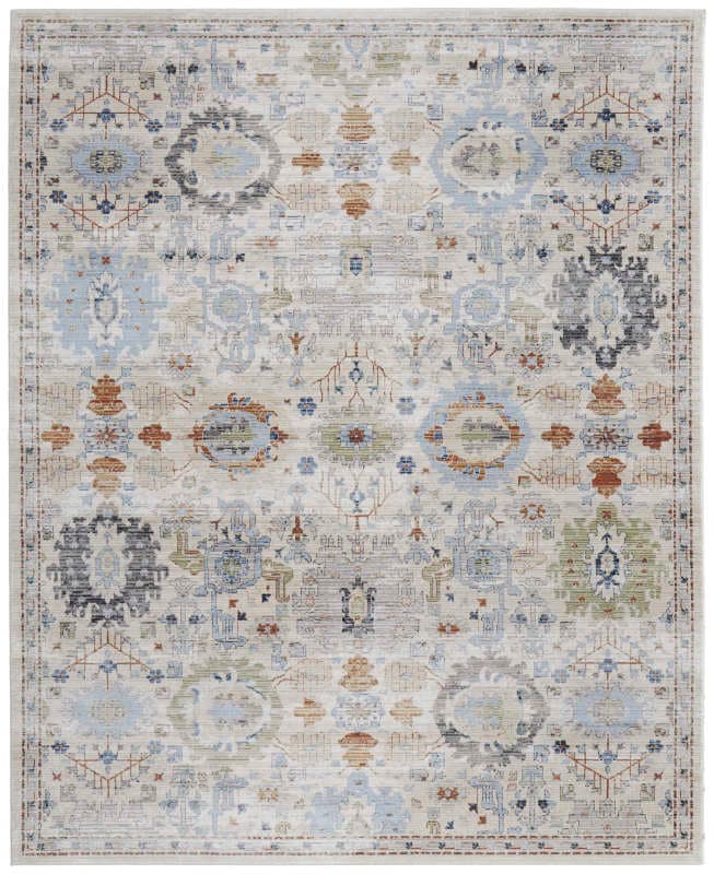 Melrose Traditional Floral & Botanical, Tan/Blue/Red