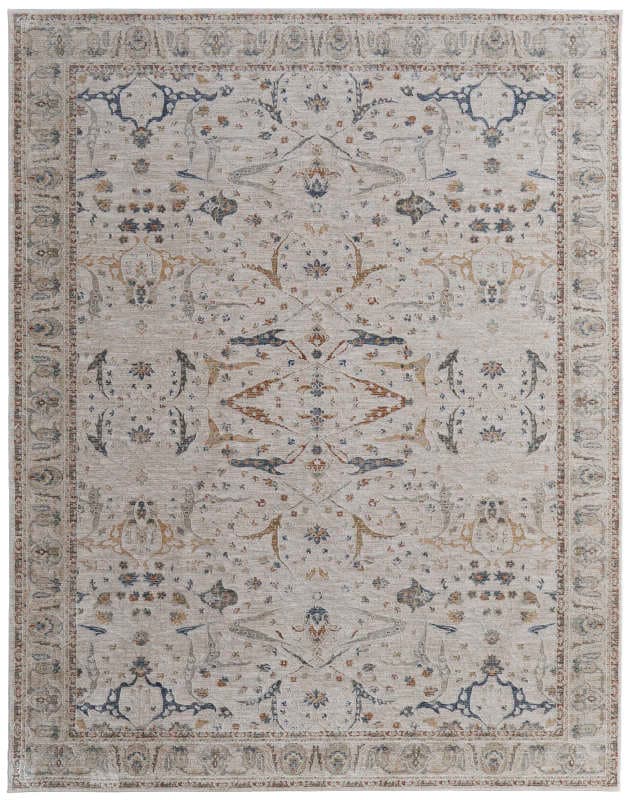 Pasha Transitional Ikat, Ivory/Blue/Red