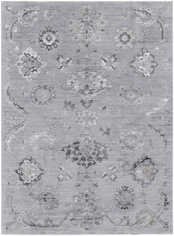 Macklaine Transitional Damask, Silver/Black