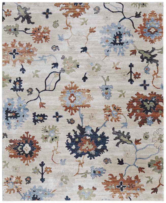 Melrose Transitional Floral & Botanical, Ivory/Red/Blue