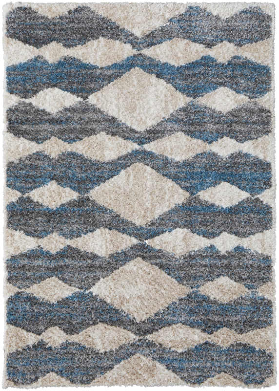 Mynka Transitional Diamond, Ivory/Grey/Blue