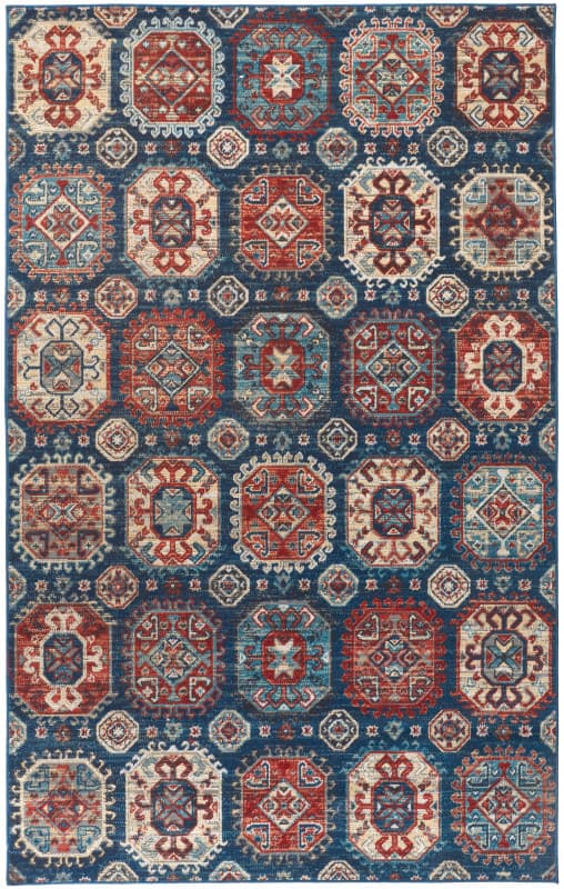 Nolan Transitional Patchwork, Blue/Red/Tan