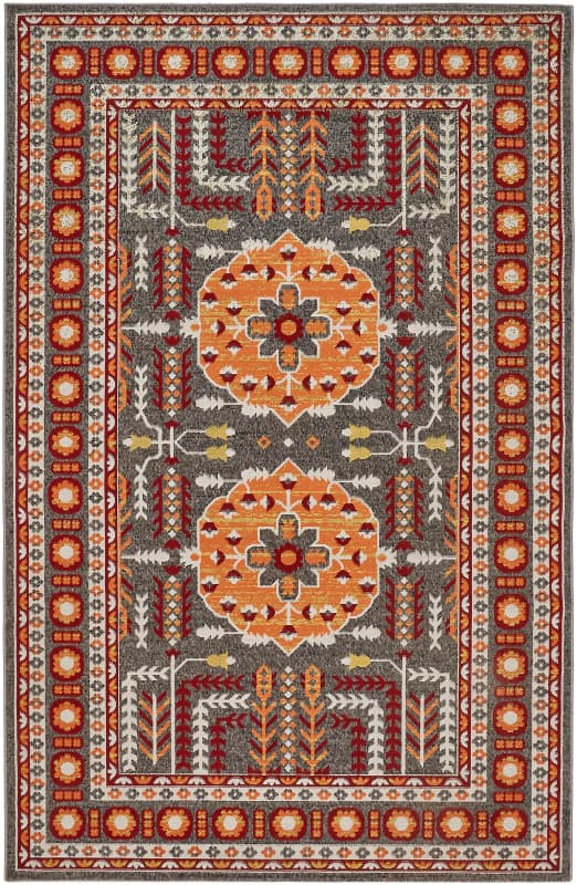 Foster Transitional Medallion, Orange/Grey