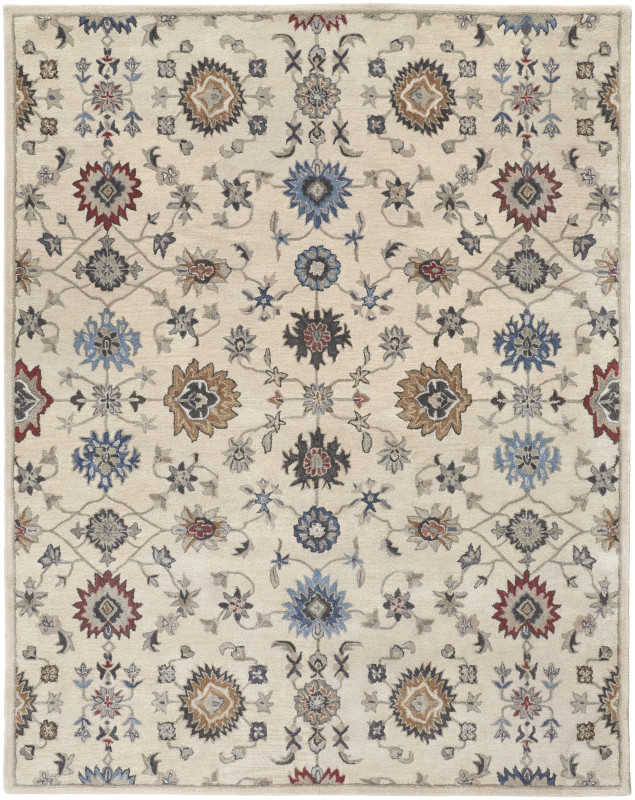 Rylan Transitional Floral & Botanical, Ivory/Blue/Tan