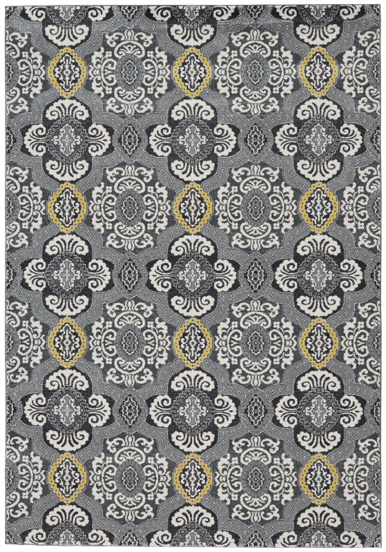 Bleecker Modern Damask, Ivory/Grey/Yellow
