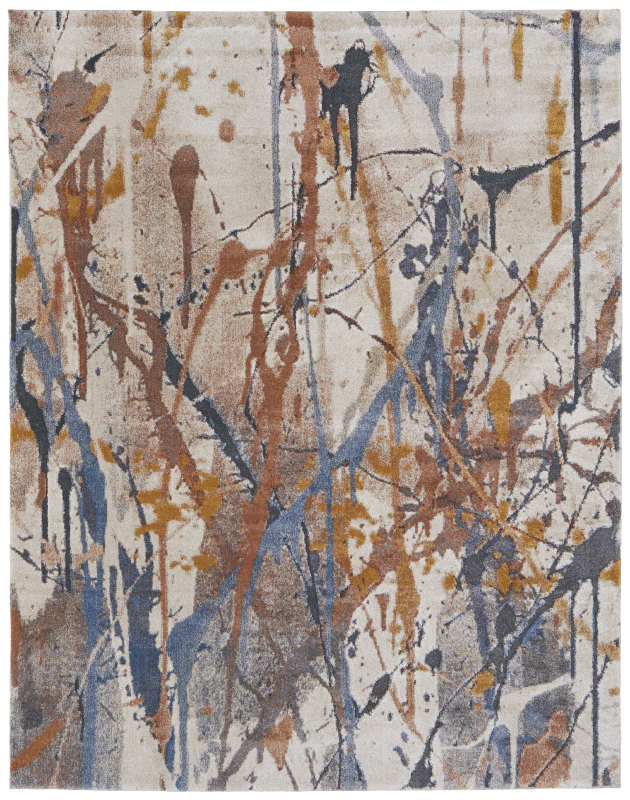 Gilmore Modern WaterColour, Blue/Orange/Grey
