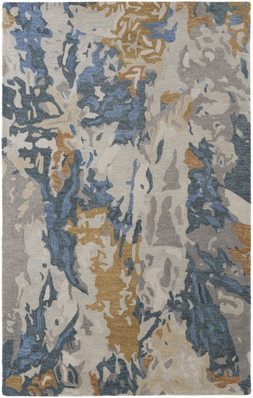 Everley Modern Abstract, Grey/Blue/Gold