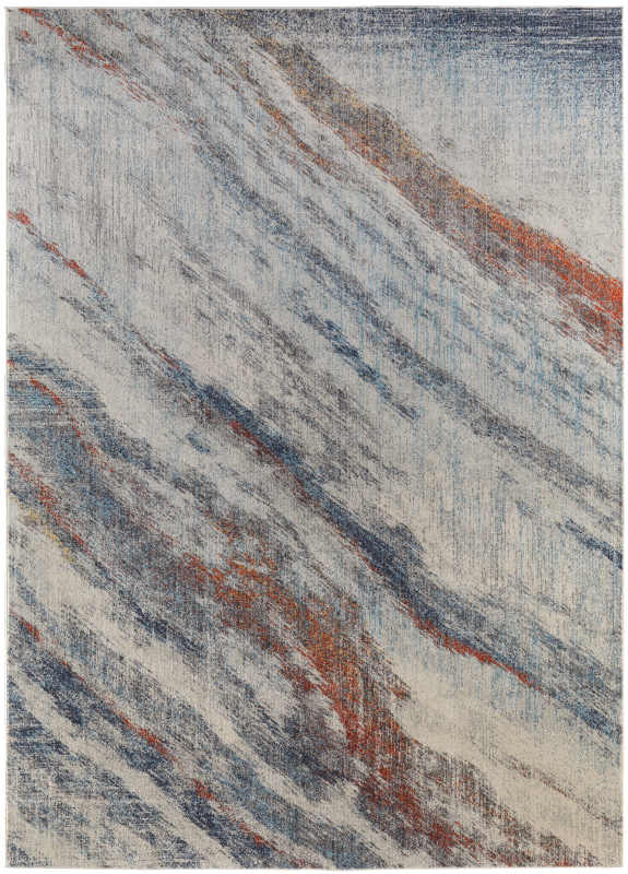 Edgemont Modern Abstract, Ivory/Orange/Blue