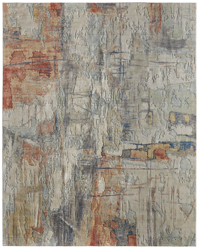 Jaxson Modern Abstract, Grey/Orange/Ivory