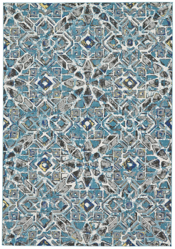 Brixton Modern Geometric, Blue/Ivory/Taupe