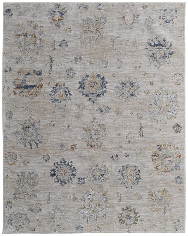 Pasha Transitional Floral & Botanical, Taupe/Ivory/Blue Pasha Transitional Floral & Botanical, Taupe/Ivory/Blue