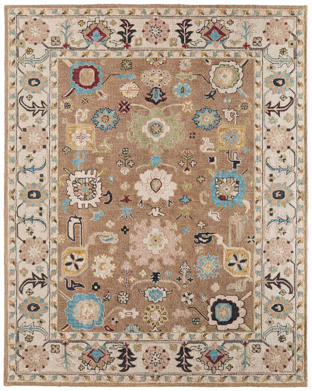 Springfield Traditional Floral & Botanical, Tan/Ivory/Blue Springfield Traditional Floral & Botanical, Tan/Ivory/Blue