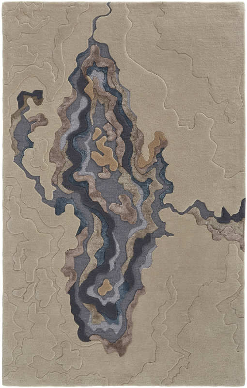 Serrano Transitional Abstract, Tan/Brown/Blue