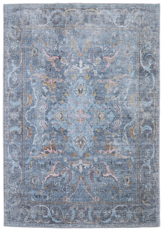 Percy Transitional Medallion, Blue/Grey/Orange Percy Transitional Medallion, Blue/Grey/Orange
