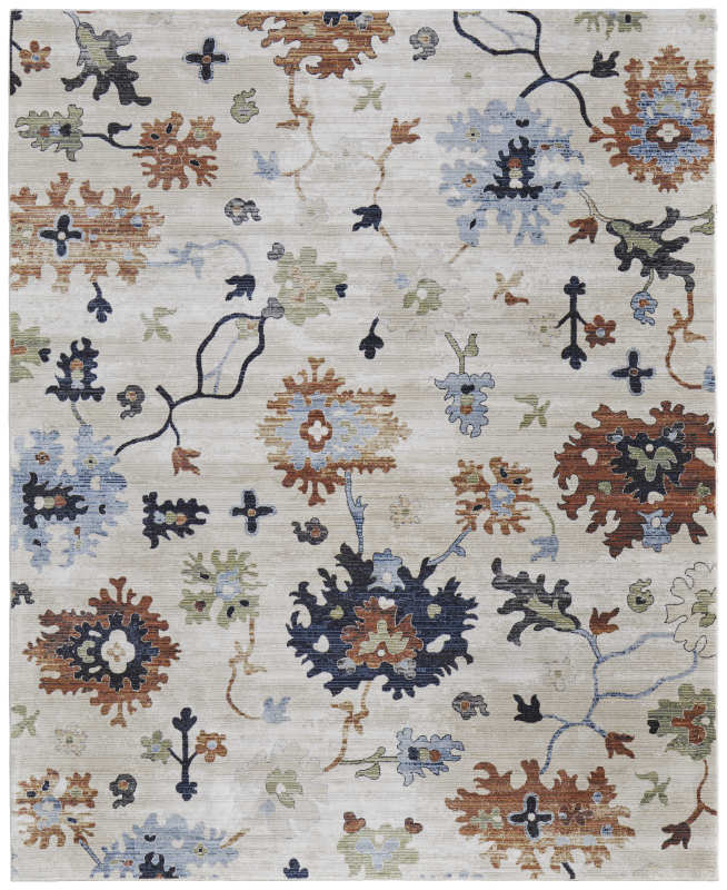 Melrose Transitional Floral & Botanical, Ivory/Red/Blue