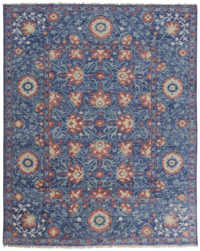 Beall Traditional Floral & Botanical, Blue/Red