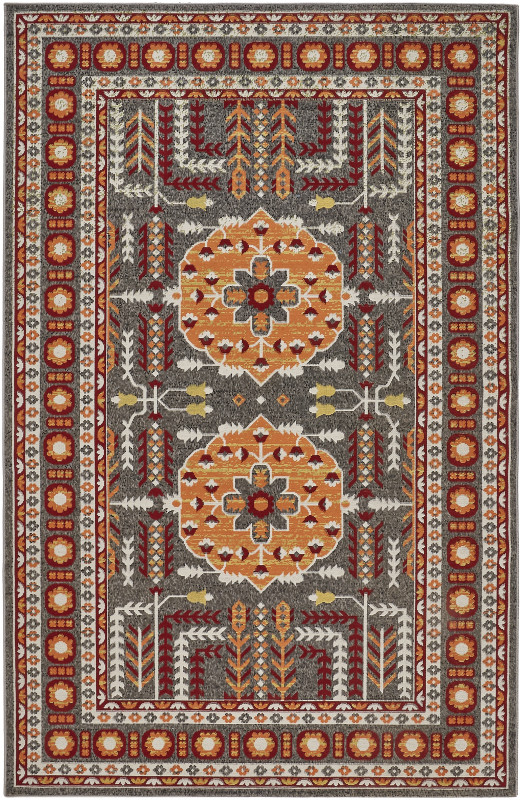 Foster Transitional Medallion, Orange/Grey